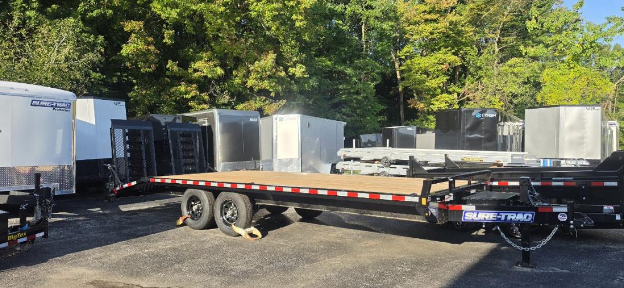 New 8.5 x 22 (18+4) Sure-Trac Deckover w/Beavertail Equipment Trailer 15k