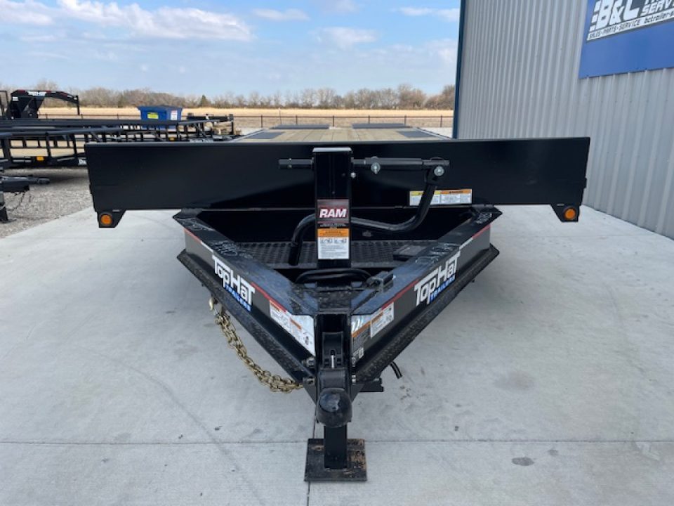 New 2026 TOP HAT 102X24 DECKOVER BUMPER PULL EQUIPMENT TRAILER, 4' DOVETAIL, (2)7000lb TANDEM AXLES, 14,000lb. GVWR, FOLD UP RAMPS