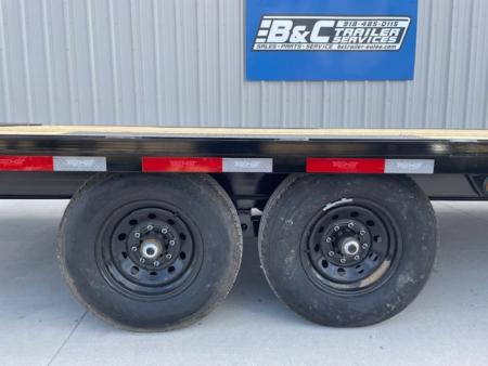 New 2026 TOP HAT 102X24 DECKOVER BUMPER PULL EQUIPMENT TRAILER, 4' DOVETAIL, (2)7000lb TANDEM AXLES, 14,000lb. GVWR, FOLD UP RAMPS