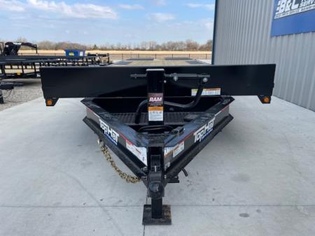 New 2026 TOP HAT 102X24 DECKOVER BUMPER PULL EQUIPMENT TRAILER, 4' DOVETAIL, (2)7000lb TANDEM AXLES, 14,000lb. GVWR, FOLD UP RAMPS