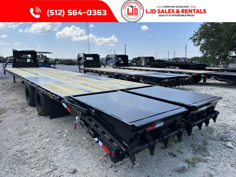 New 2027 Coffee Creek 102" x 35' Flatbed Trailer -Hutch Suspension - 25900 GVWR - Mega Ramps