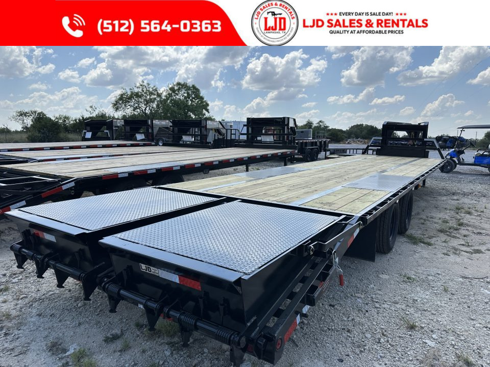New 2027 Coffee Creek 102" x 35' Flatbed Trailer -Hutch Suspension - 25900 GVWR - Mega Ramps