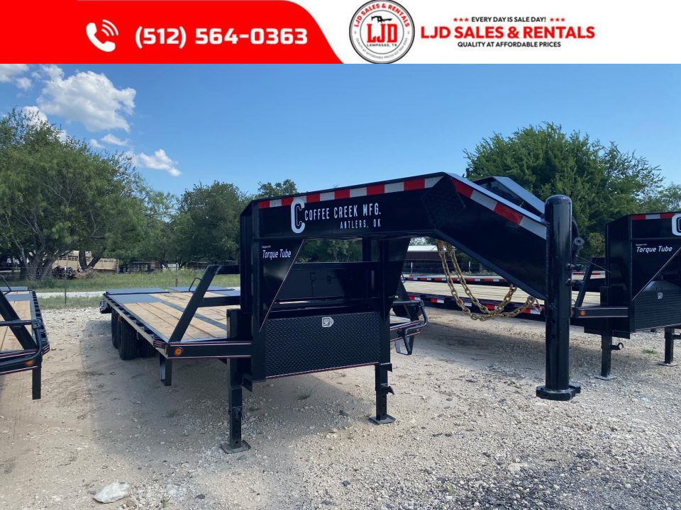 New 2027 Coffee Creek 102  x 25' Flatbed Trailer - 22900 GVWR - Mega Ramps