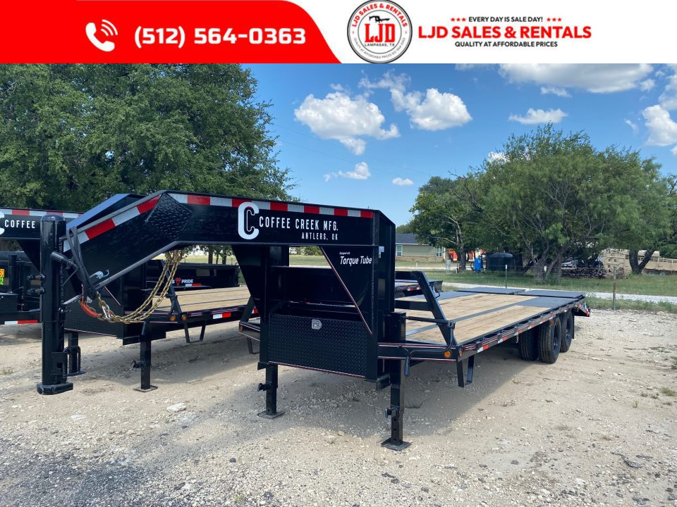 New 2027 Coffee Creek - 102" x 25' Flatbed Trailer - 22900 GVWR - Mega Ramps