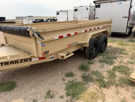 New 2027 PJ Trailers DL Dump Trailer- 7x14- 15.4K- 7GA Floor- Desert Tan