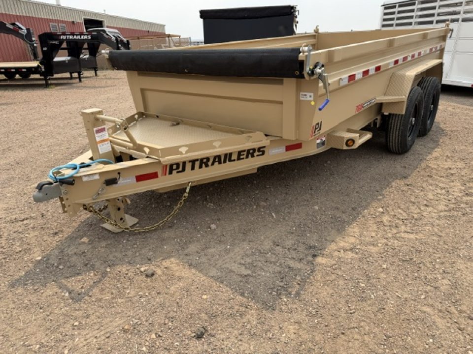 New 2027 PJ Trailers DL Dump Trailer- 7x14- 15.4K- 7GA Floor- Desert Tan