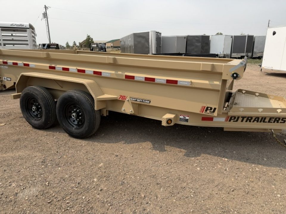 New 2027 PJ Trailers DL Dump Trailer- 7x14- 15.4K- 7GA Floor- Desert Tan