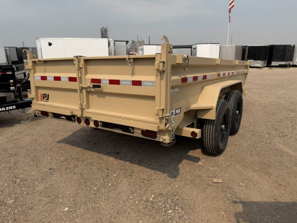 New 2027 PJ Trailers DL Dump Trailer- 7x14- 15.4K- 7GA Floor- Desert Tan