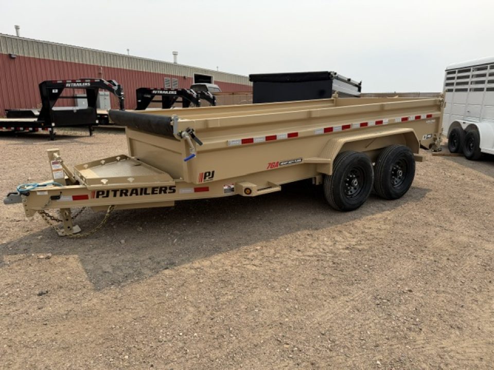 New 2027 PJ Trailers DL Dump Trailer- 7x14- 15.4K- 7GA Floor- Desert Tan