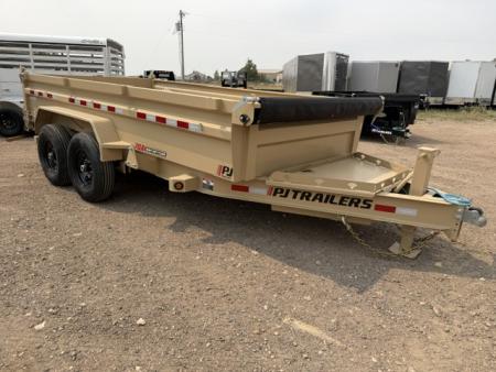 New 2027 PJ Trailers DL Dump Trailer- 7x14- 15.4K- 7GA Floor- Desert Tan