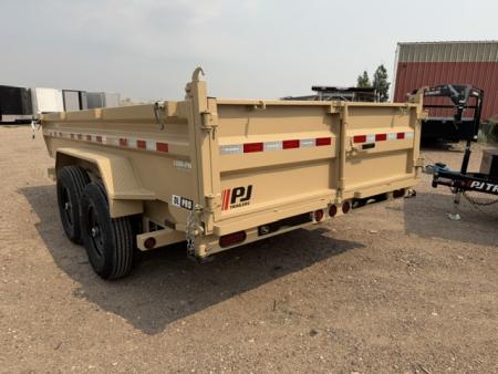 New 2027 PJ Trailers DL Dump Trailer- 7x14- 15.4K- 7GA Floor- Desert Tan