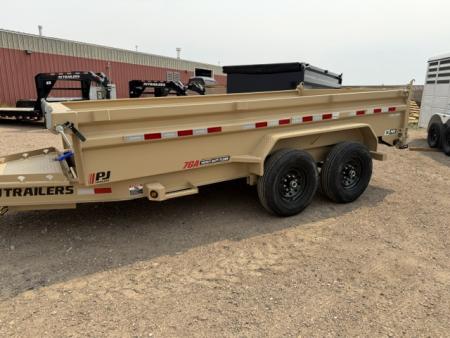 New 2027 PJ Trailers DL Dump Trailer- 7x14- 15.4K- 7GA Floor- Desert Tan