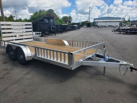 New 2026 Sure-Trac 7X16 TA 7000 LB GVWR ALUMINUM ATV Trailer WITH REMOVEABLE SIDE LOAD RAMPS, REAR RAMP/GATE, MAG WHEELS, PRESSURE TREATED DECK