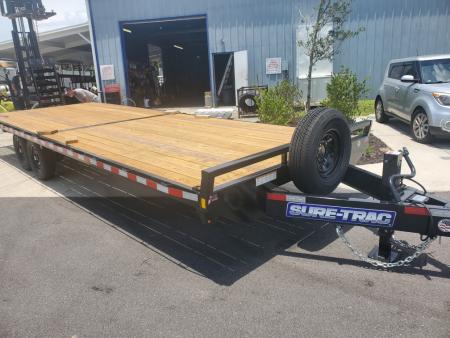 New 2026 Sure-Trac 8.5X28 (24+4) 15000 LB GVWR TANDEM AXLE DECKOVER TRAILER WITH DOVETAIL, RAMPS, SPARE TIRE/WHEEL