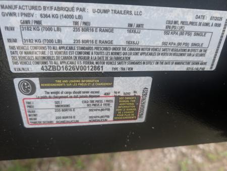 New 2027 7X16 U-Dump Dump Trailer
