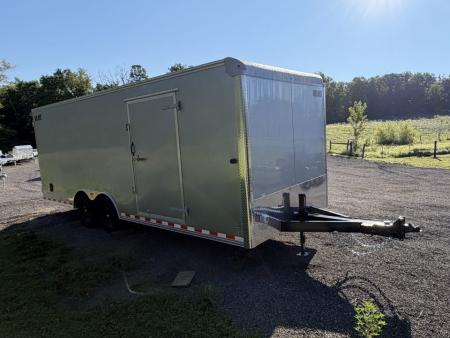 New 2026 Car Mate Trailers 8x22 Super Duty Enclosed Trailer - Silver Frost - Barn Doors w/ 110V PKG, Aluminum Work Bench / Cabinets (+ Additional Options) - 12,000# GVWR