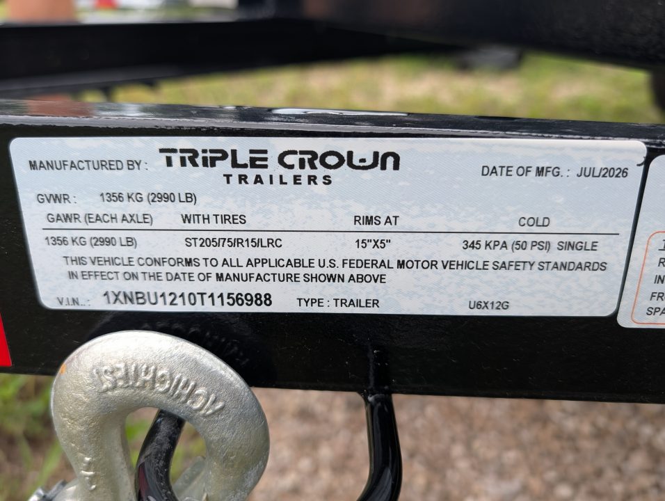 New 2026 6X12 Triple Crown Utility Trailer