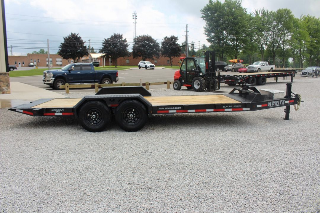 New 2027 Moritz 7' x 14' + 6' Low Pro - Hydraulic Power Tail - Equipment Trailer - 14000# GVW