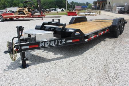 New 2027 Moritz 7' x 14' + 6' Low Pro - Hydraulic Power Tail - Equipment Trailer - 14000# GVW