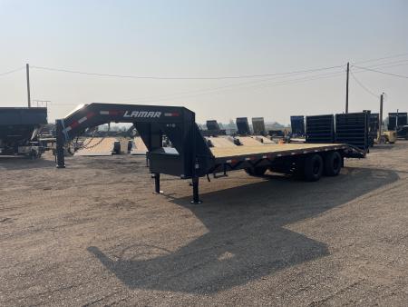 New 2027 Lamar 8x20+5 20k Gooseneck Flatbed Equipment Trailer