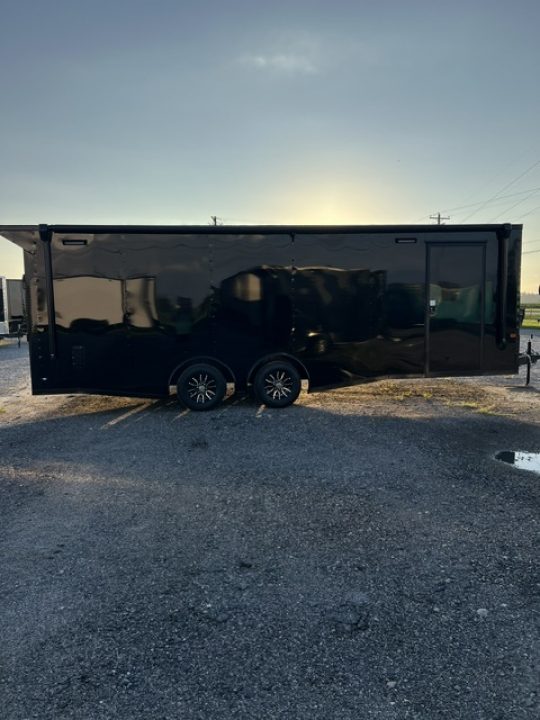 New 2027 Rock Solid Cargo 8.5x24 Race Trailer & Enclosed Car Hauler – Black Polycore | Super Stealth Blackout Package