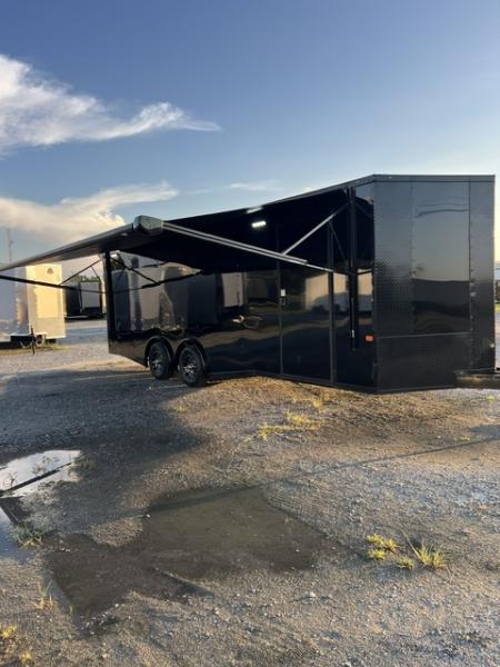 New 2027 Rock Solid Cargo 8.5x24 Race Trailer & Enclosed Car Hauler – Black Polycore | Super Stealth Blackout Package
