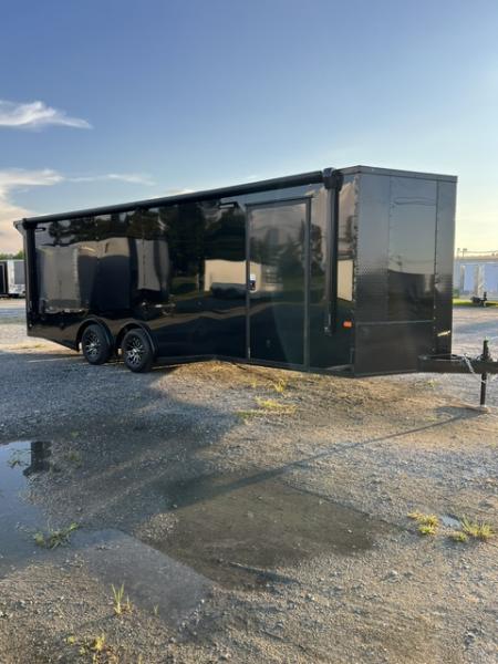 New 2027 Rock Solid Cargo 8.5x24 Race Trailer & Enclosed Car Hauler – Black Polycore | Super Stealth Blackout Package