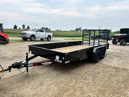New 2026 H&H Trailers 82"X16' SOLID SIDE 7K GVWR 4' GATE Utility Trailer
