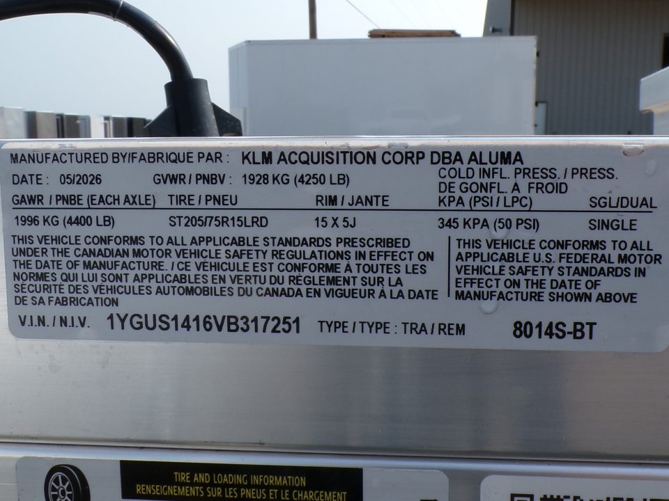 New 2027 Aluma 8014S-BT Utility Trailer