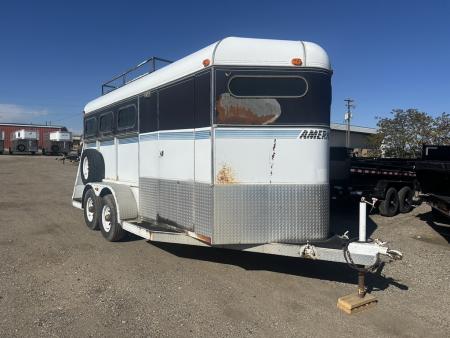 Used 1995 American Trailers 3 Horse Bumperpull Stock / Stock Combo Trailer