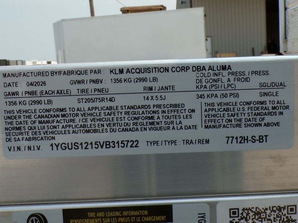New 2027 Aluma 7712H-S-BT Utility Trailer