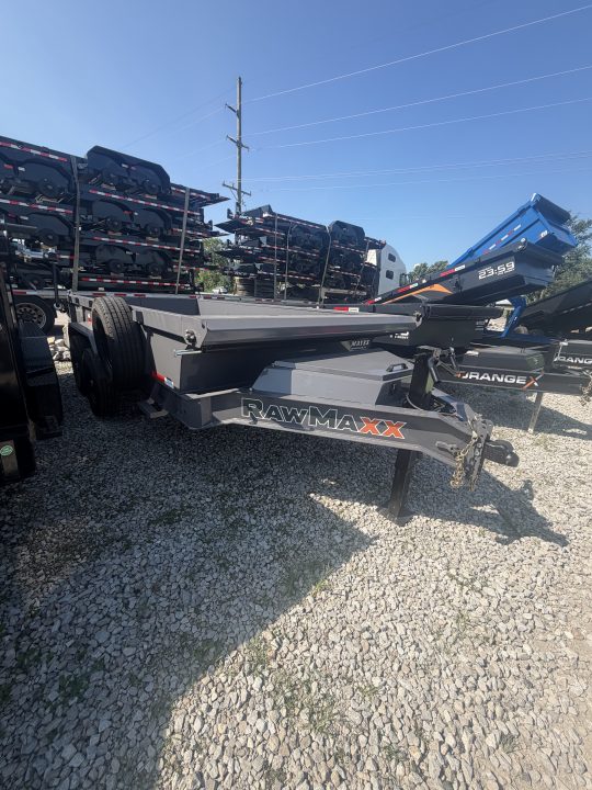 New 2027 RAWMAXX LPX14BP14K Dump Trailer 83X14 TA 22" SIDES (GVW:14000) SHADOW GRAY