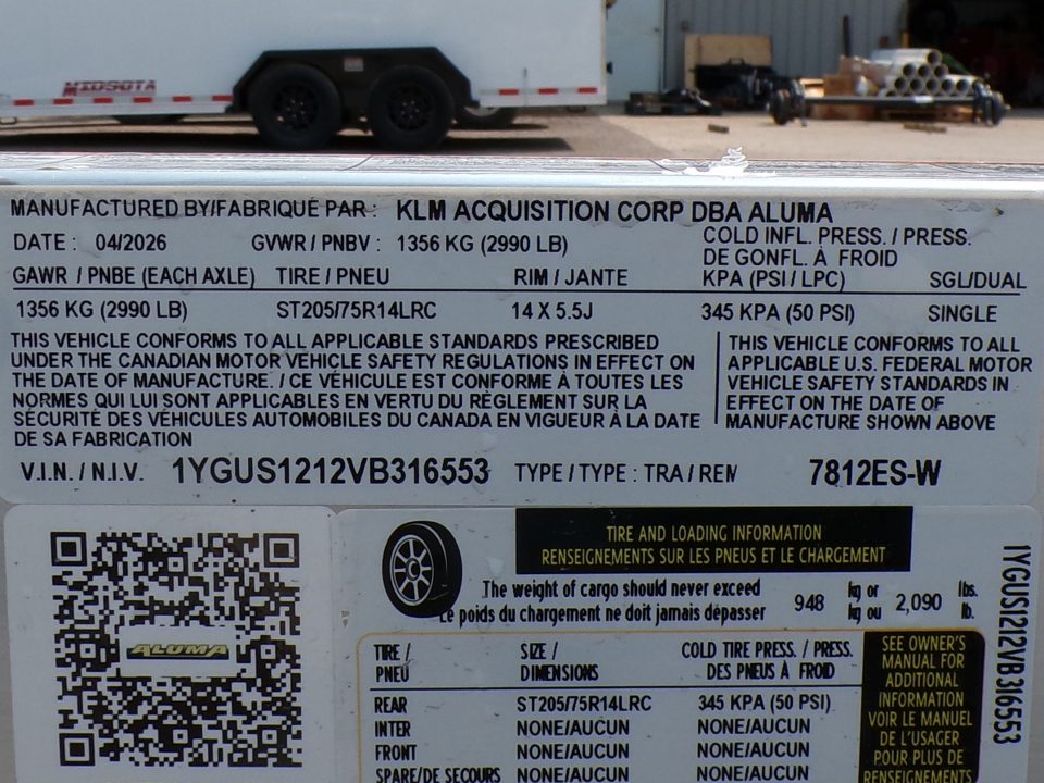 New 2027 Aluma 7812ES-W Utility Trailer