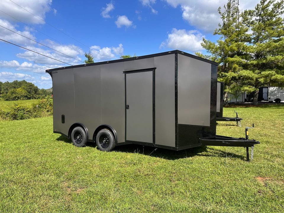 New 2026 Luxe 8.5x16 Car Hauler-5200 Torsion- Charcoal poly- Blackout- Enclosed Trailer