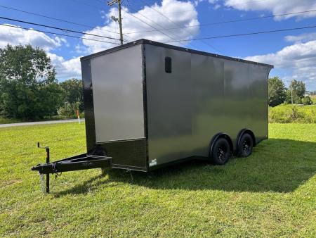 New 2026 Luxe 8.5x16 Car Hauler-5200 Torsion- Charcoal poly- Blackout- Enclosed Trailer