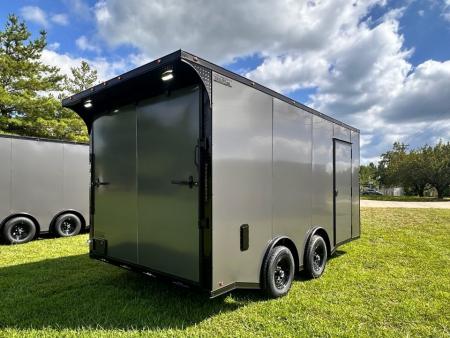 New 2026 Luxe 8.5x16 Car Hauler-5200 Torsion- Charcoal poly- Blackout- Enclosed Trailer