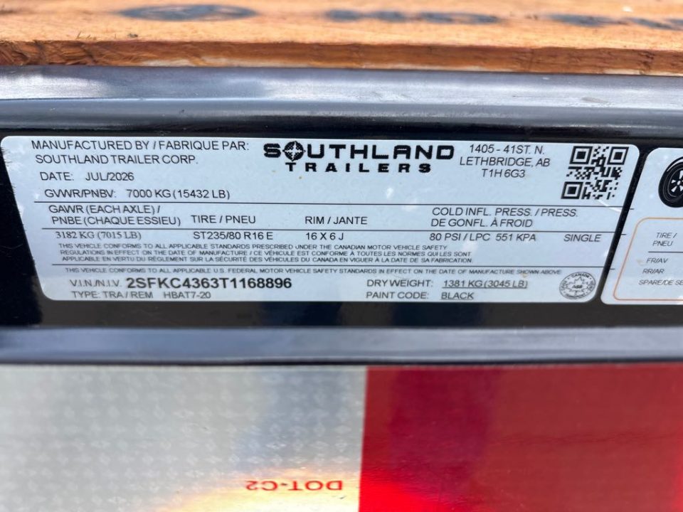 New 2026 SOUTHLAND TRAILER CORP. HBAT7-20BLK Utility Trailer