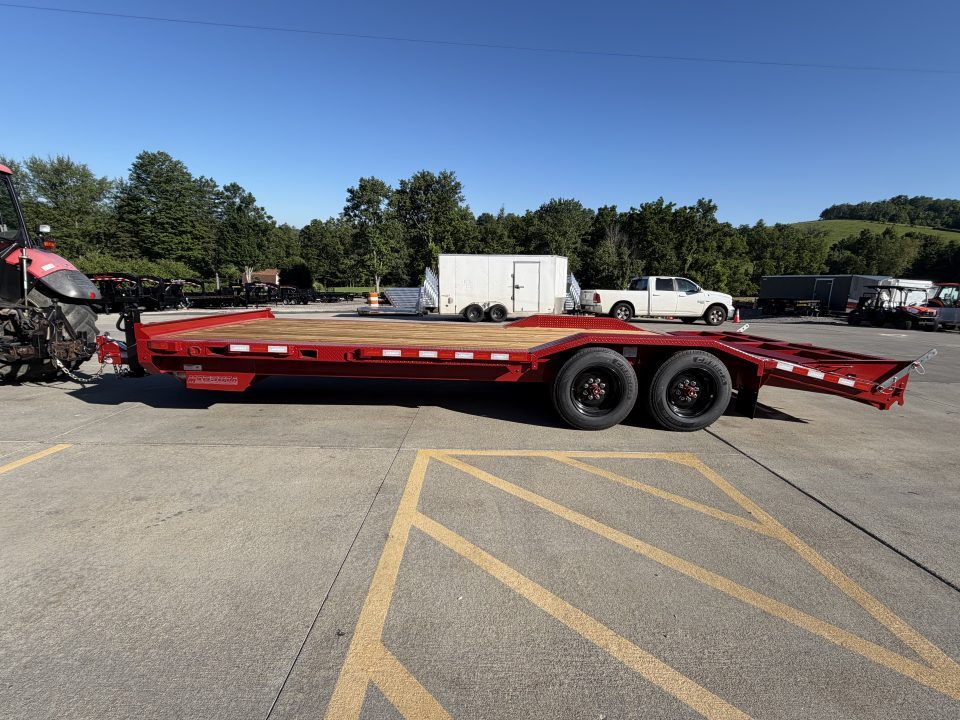 New 2026 Midsota 102"x 22' Equipment Trailer w/ Drive Over Fenders and Wedge Ramps - Red - 17,600# GVWR