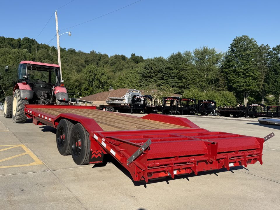 New 2026 Midsota 102"x 22' Equipment Trailer w/ Drive Over Fenders and Wedge Ramps - Red - 17,600# GVWR