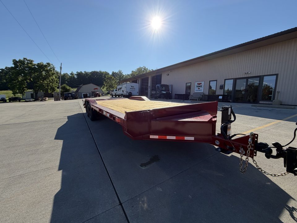 New 2026 Midsota 102"x 22' Equipment Trailer w/ Drive Over Fenders and Wedge Ramps - Red - 17,600# GVWR