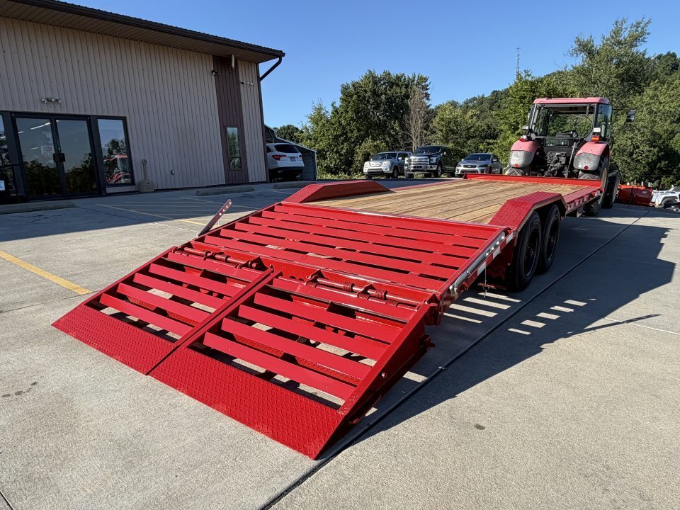 New 2026 Midsota 102"x 22' Equipment Trailer w/ Drive Over Fenders and Wedge Ramps - Red - 17,600# GVWR