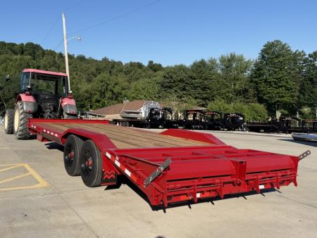 New 2026 Midsota 102"x 22' Equipment Trailer w/ Drive Over Fenders and Wedge Ramps - Red - 17,600# GVWR
