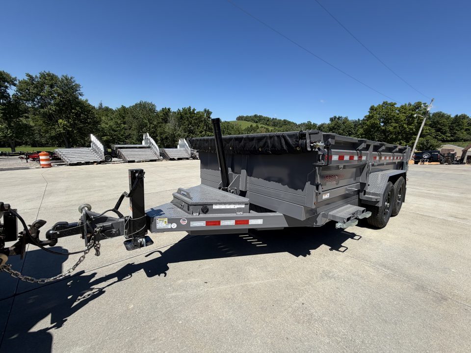 New 2026 Midsota 82"x 14' Versa Dump W/ Telescopic Cylinder - Side Swing Door - Charcoal Gray - (Ramps/Tarp) - 15,400# GVWR