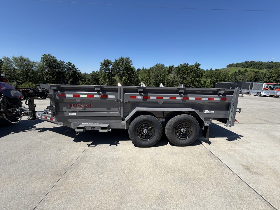 New 2026 Midsota 82"x 14' Versa Dump W/ Telescopic Cylinder - Side Swing Door - Charcoal Gray - (Ramps/Tarp) - 15,400# GVWR