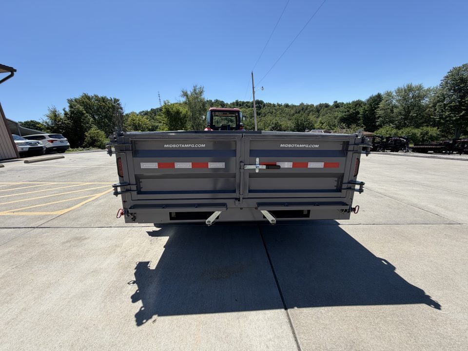 New 2026 Midsota 82"x 14' Versa Dump W/ Telescopic Cylinder - Side Swing Door - Charcoal Gray - (Ramps/Tarp) - 15,400# GVWR