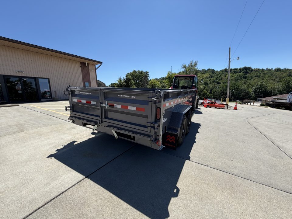 New 2026 Midsota 82"x 14' Versa Dump W/ Telescopic Cylinder - Side Swing Door - Charcoal Gray - (Ramps/Tarp) - 15,400# GVWR