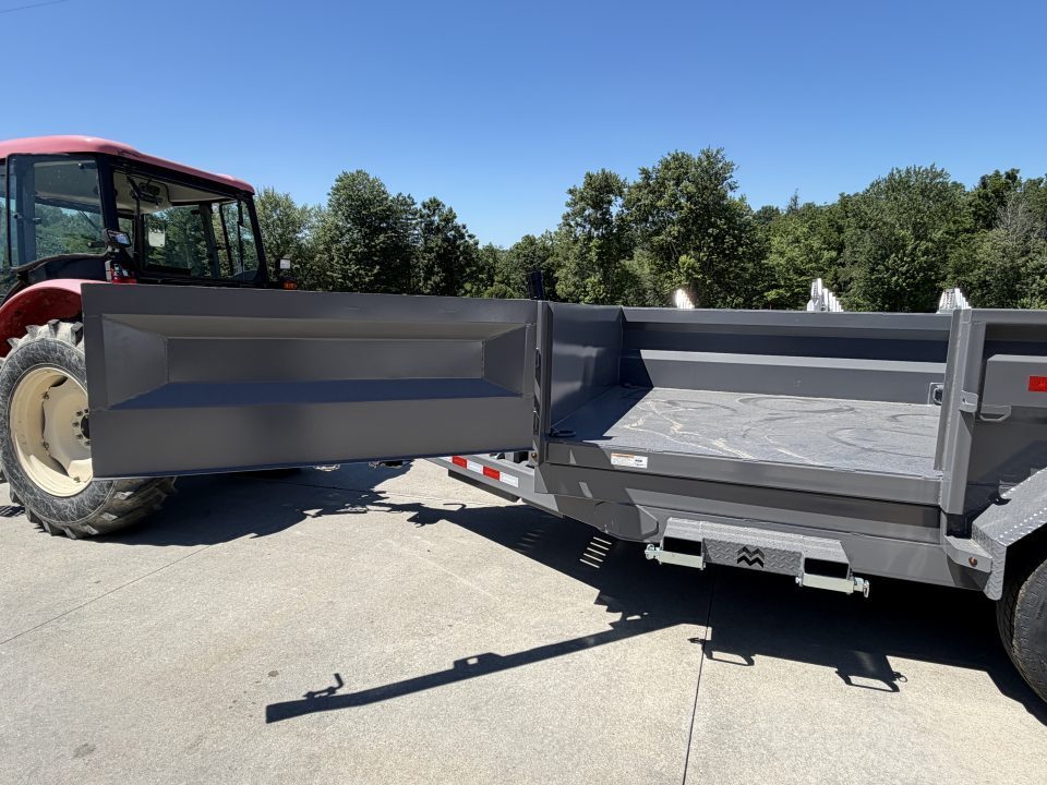 New 2026 Midsota 82"x 14' Versa Dump W/ Telescopic Cylinder - Side Swing Door - Charcoal Gray - (Ramps/Tarp) - 15,400# GVWR