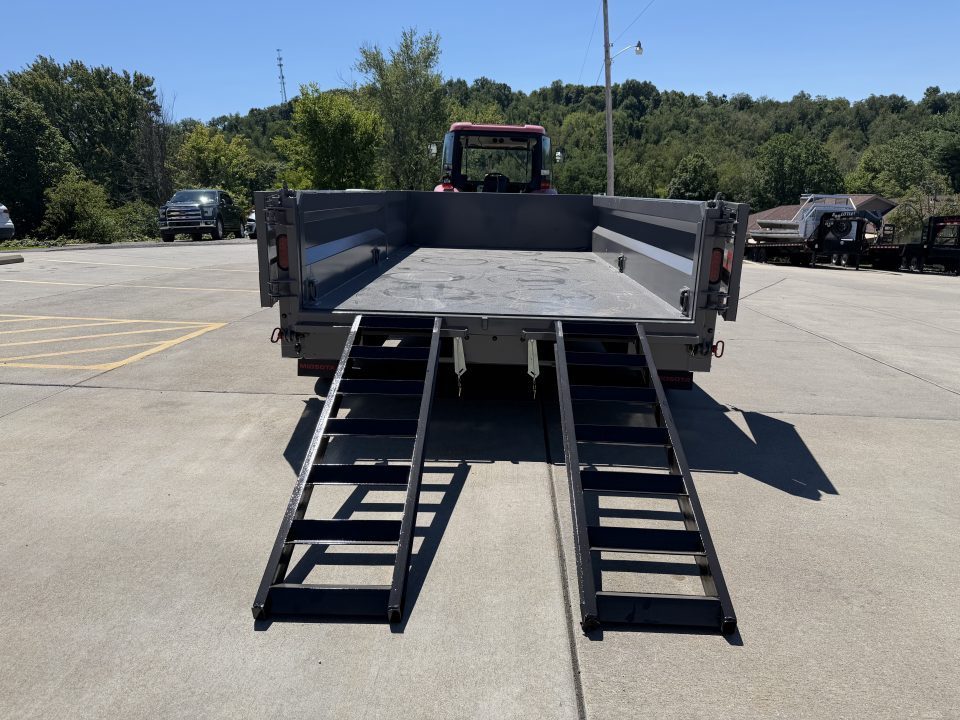 New 2026 Midsota 82"x 14' Versa Dump W/ Telescopic Cylinder - Side Swing Door - Charcoal Gray - (Ramps/Tarp) - 15,400# GVWR