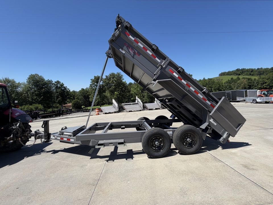 New 2026 Midsota 82"x 14' Versa Dump W/ Telescopic Cylinder - Side Swing Door - Charcoal Gray - (Ramps/Tarp) - 15,400# GVWR