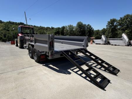 New 2026 Midsota 82"x 14' Versa Dump W/ Telescopic Cylinder - Side Swing Door - Charcoal Gray - (Ramps/Tarp) - 15,400# GVWR